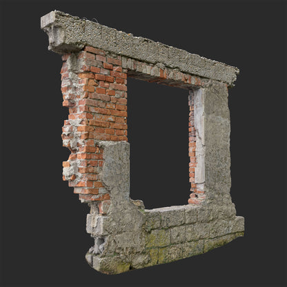 3D Ruined Brick Window Frame