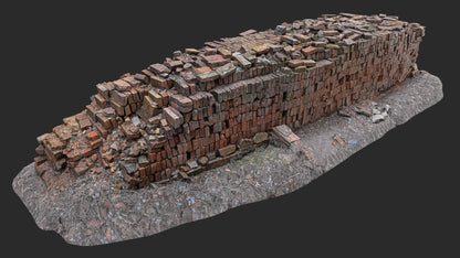 3D Stack of an Old Hand-Made Bricks