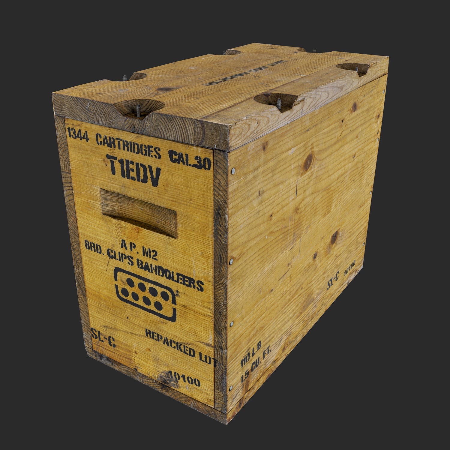 3D Wooden Ammunition Crate