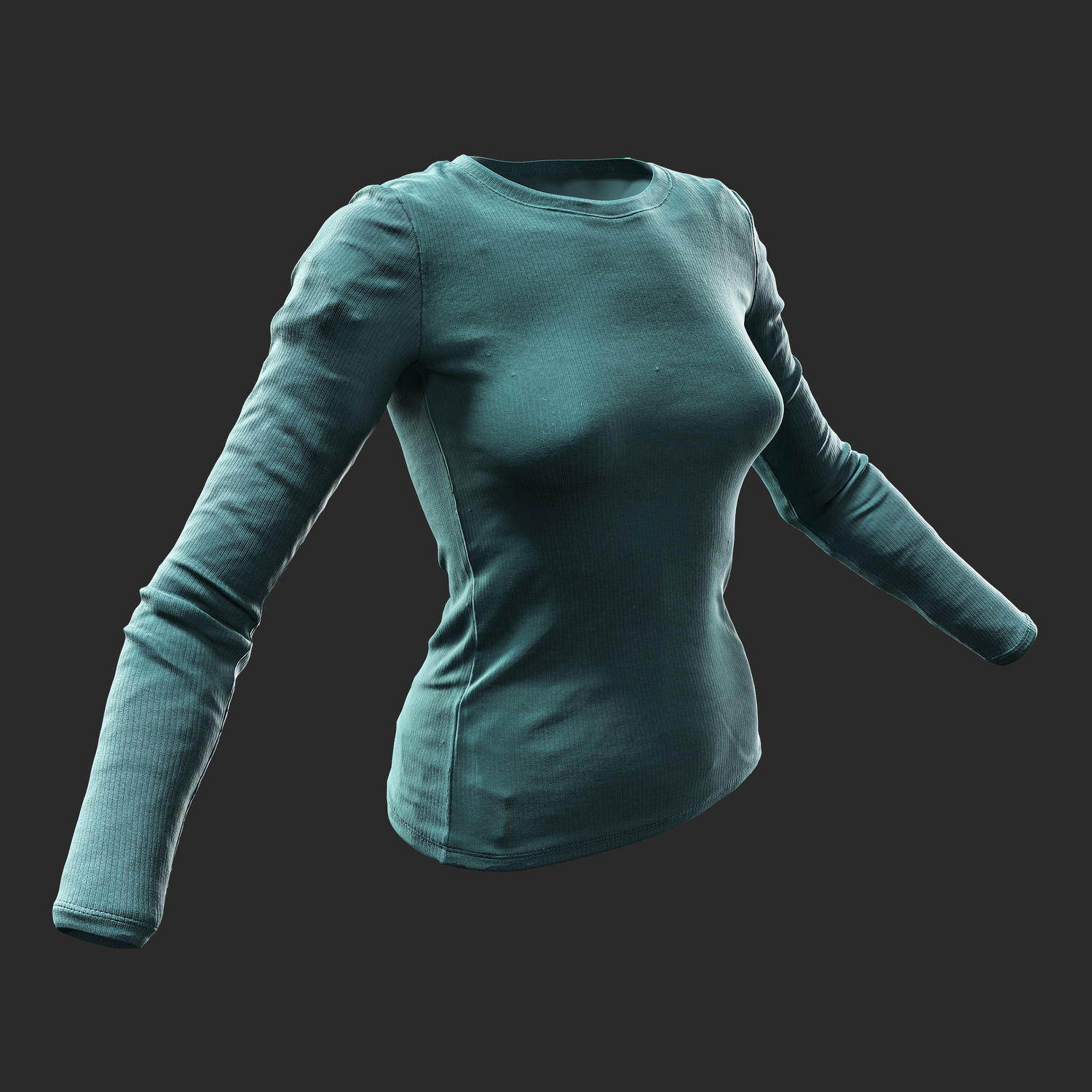 3D T-Shirt Dark Green Long Sleeve front right