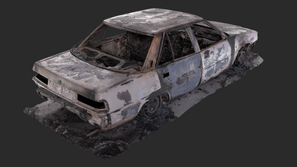 3D Burned-Out Mitsubishi Galant Sedan