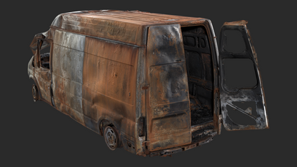 3D Burned Ford Transit Van