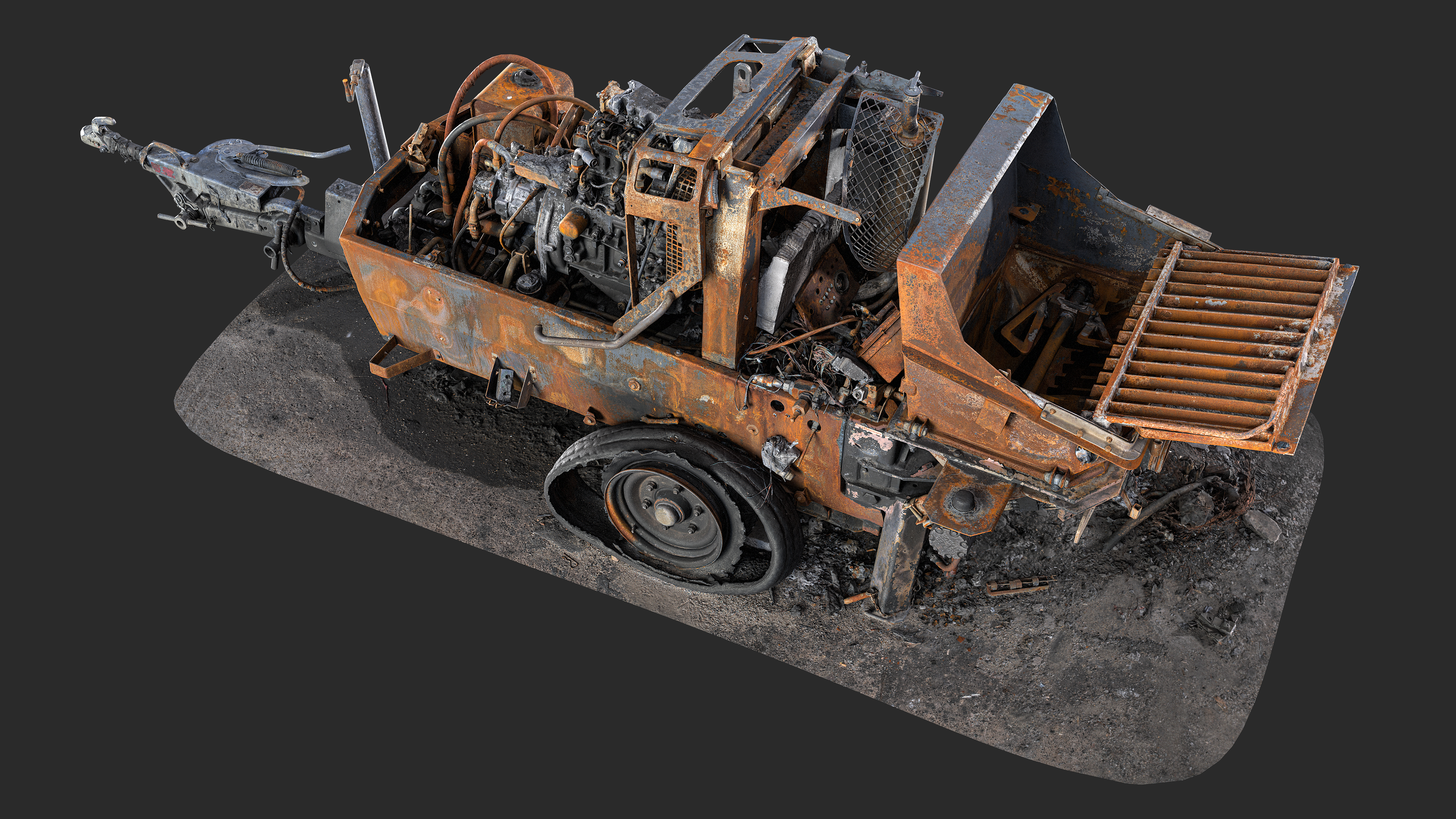 3D Burned-Out Concrete Mixer Paver