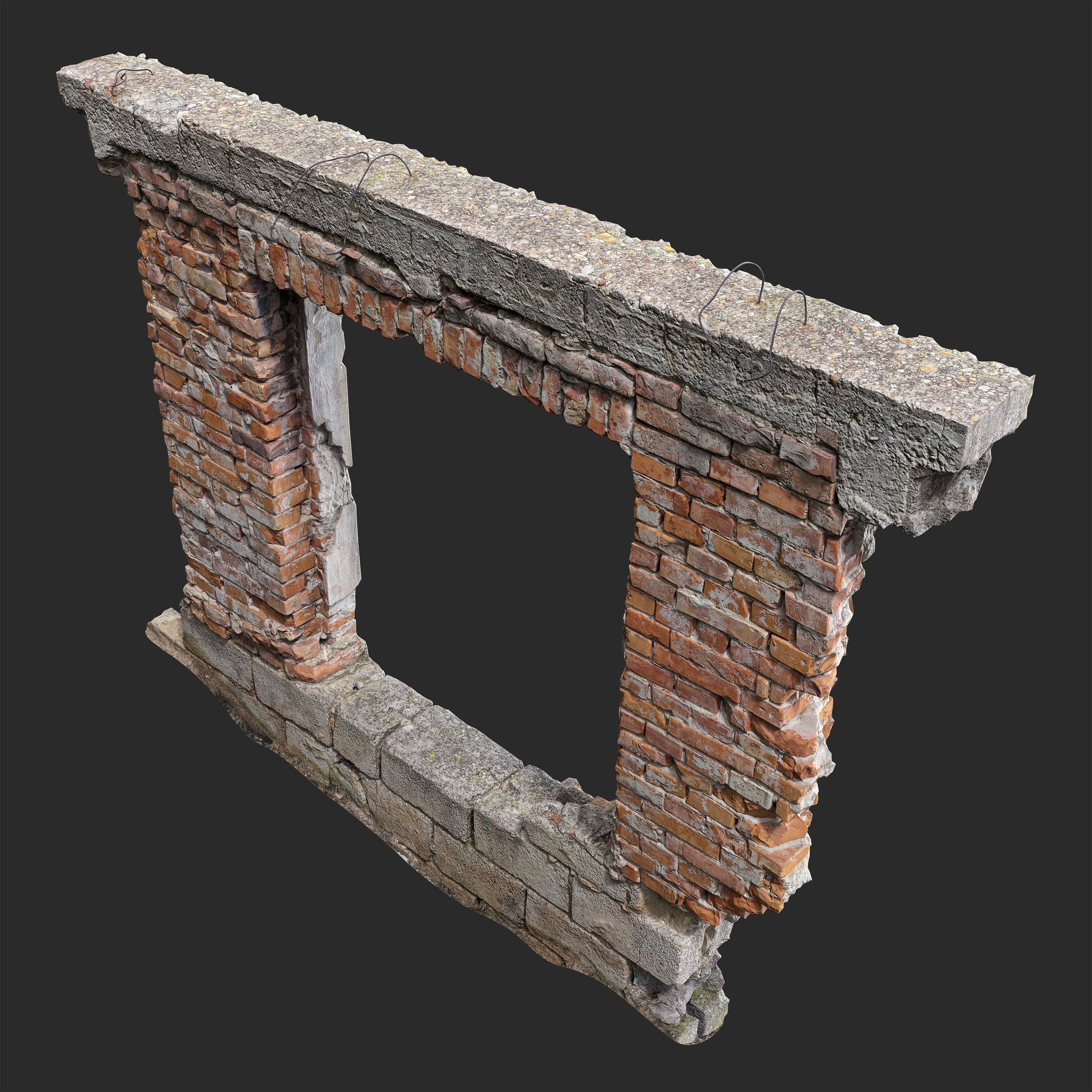 3D Ruined Brick Window Frame
