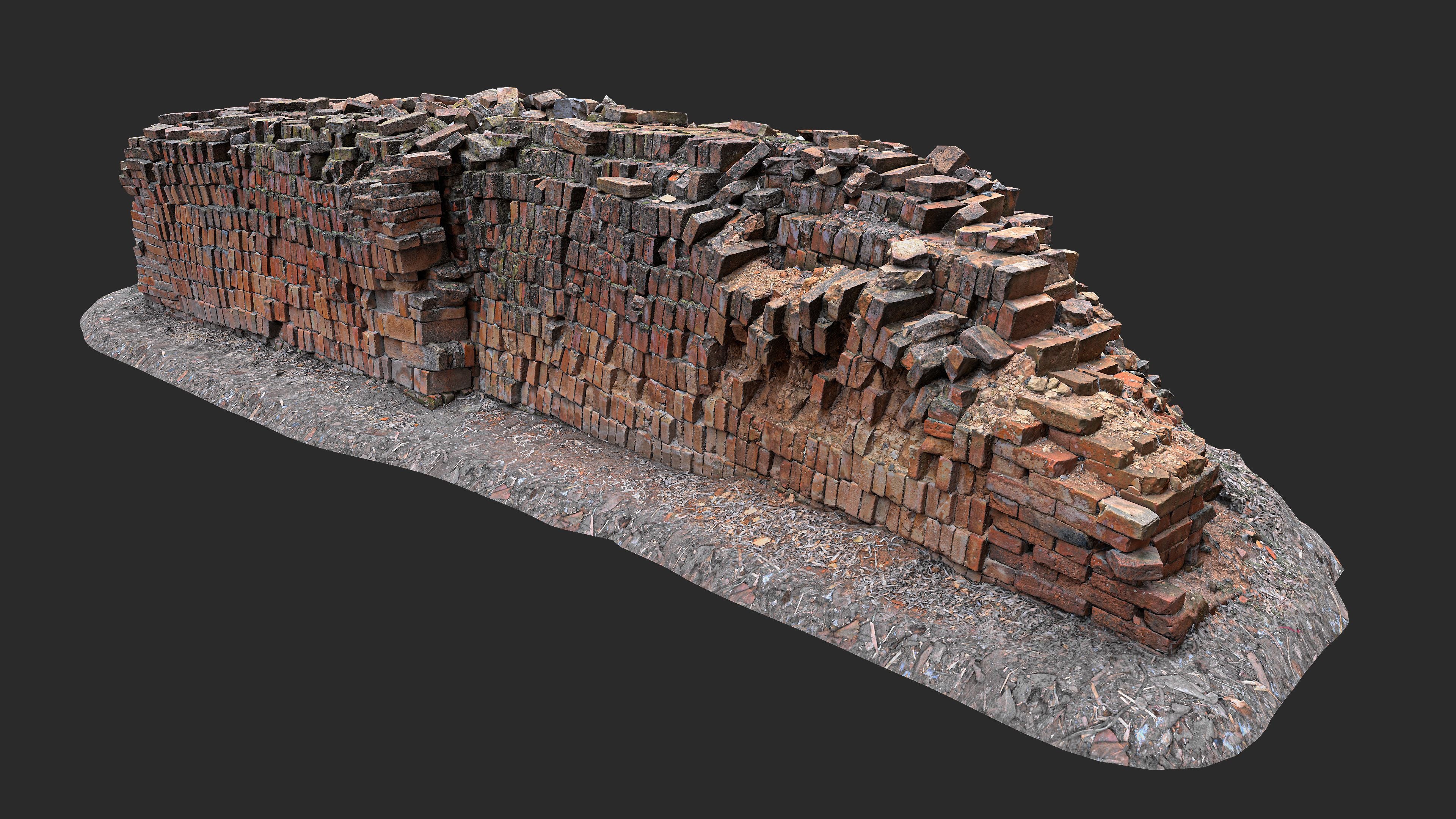 3D Stack of an Old Hand-Made Bricks