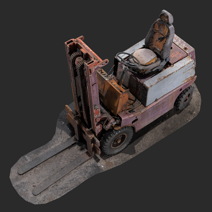 3D Burned-Out 1980s Forklift