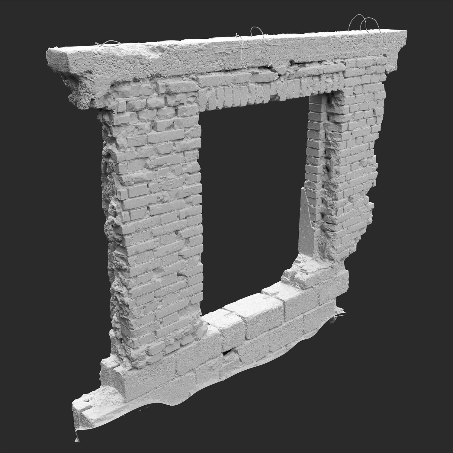 3D Ruined Brick Window Frame