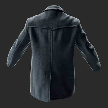 3D Clothing: Black Warm Wool Fit Coat back