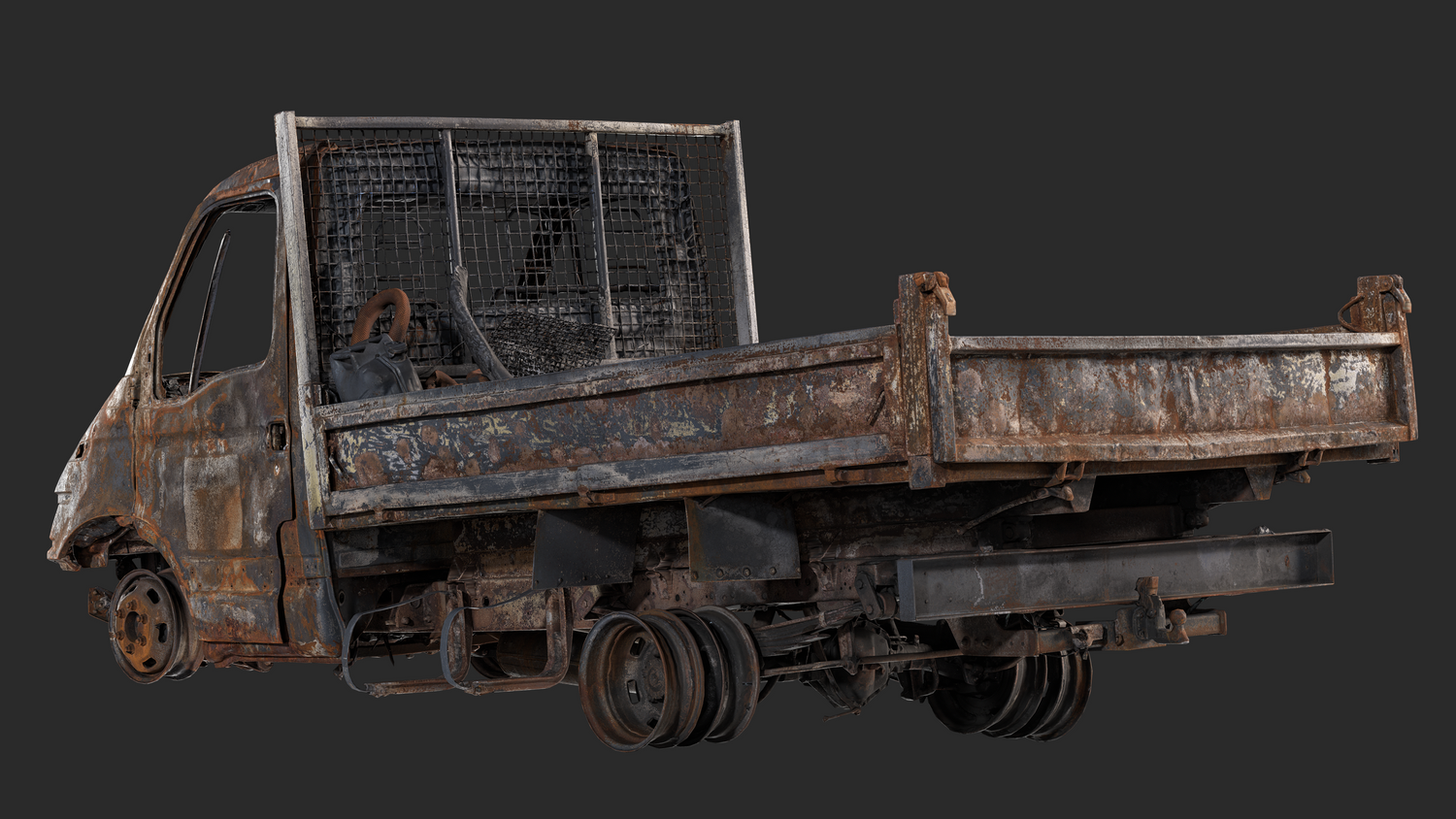 3D Burned-Out Iveco Daily Truck