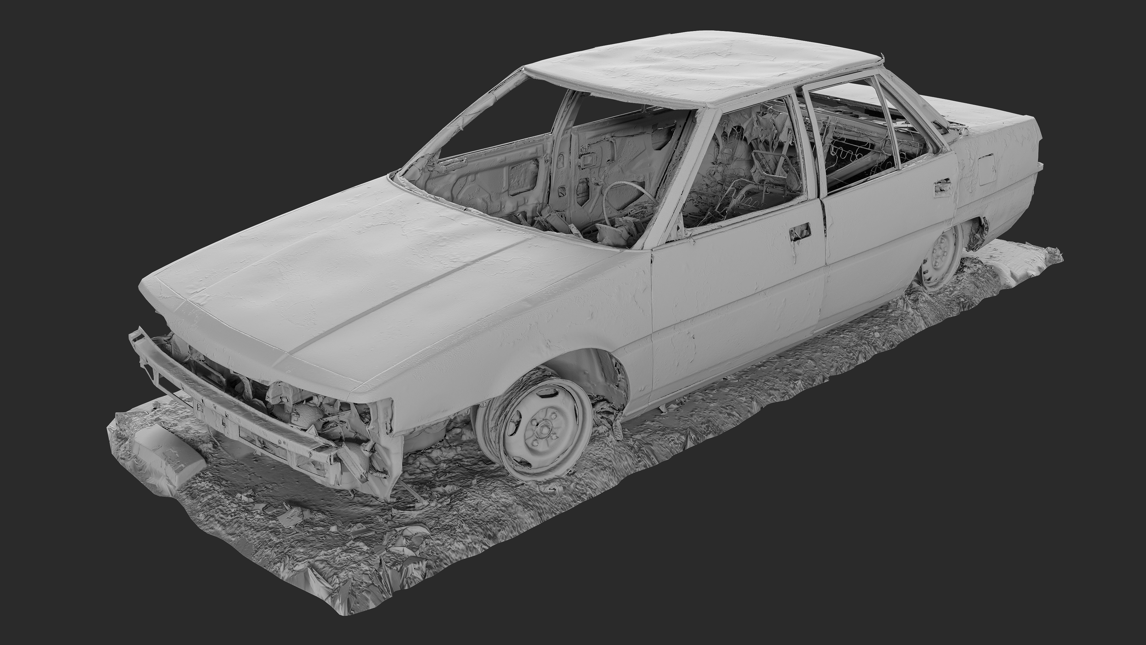 3D Burned-Out Mitsubishi Galant Sedan