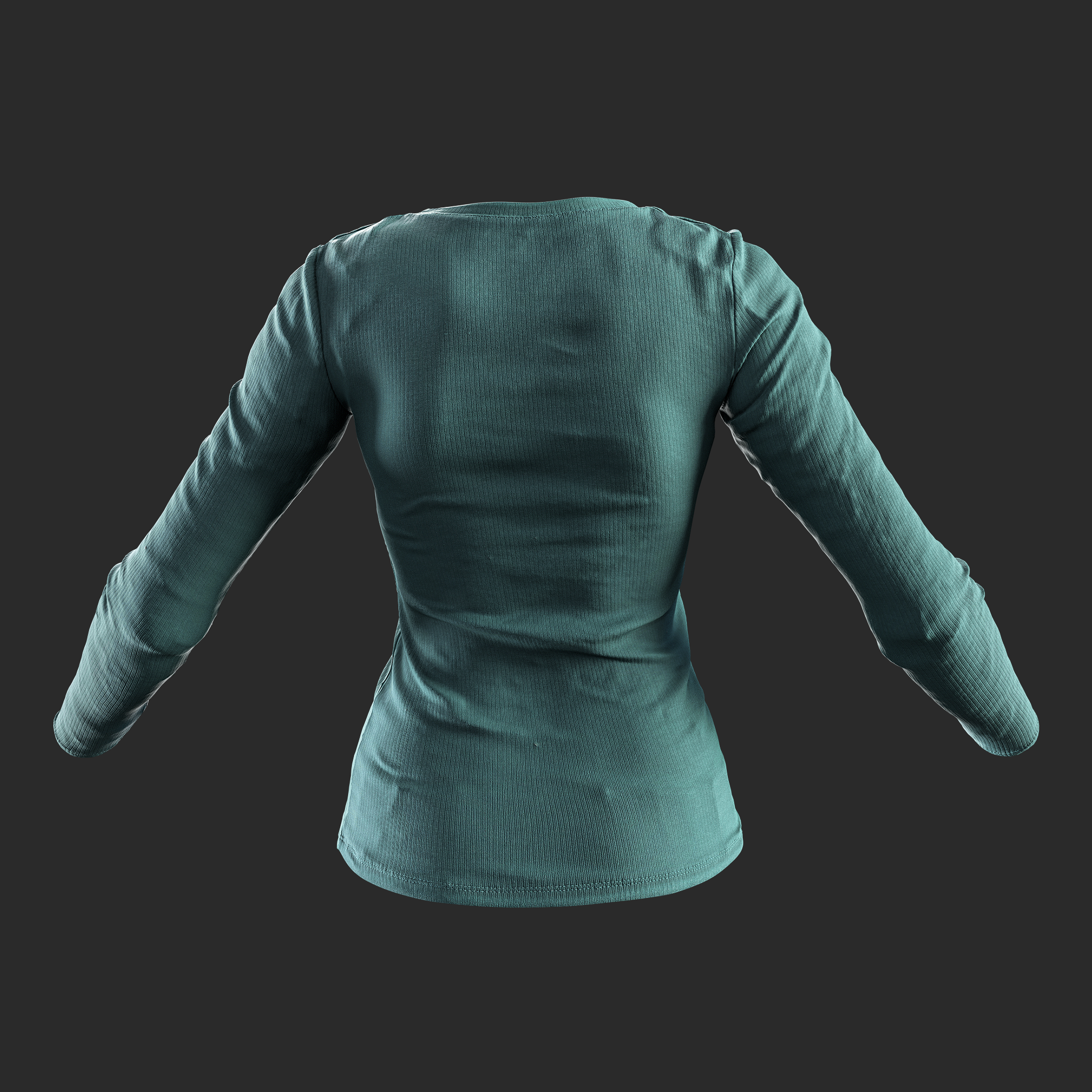 3D T-Shirt Dark Green Long Sleeve back