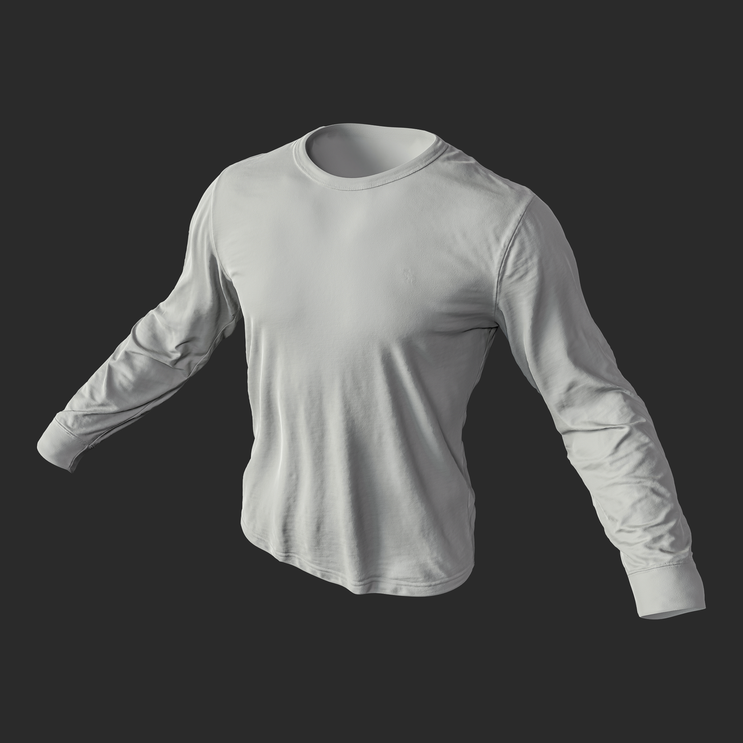 ﻿3D Model Mens Green Long Sleeve T-Shirt clay