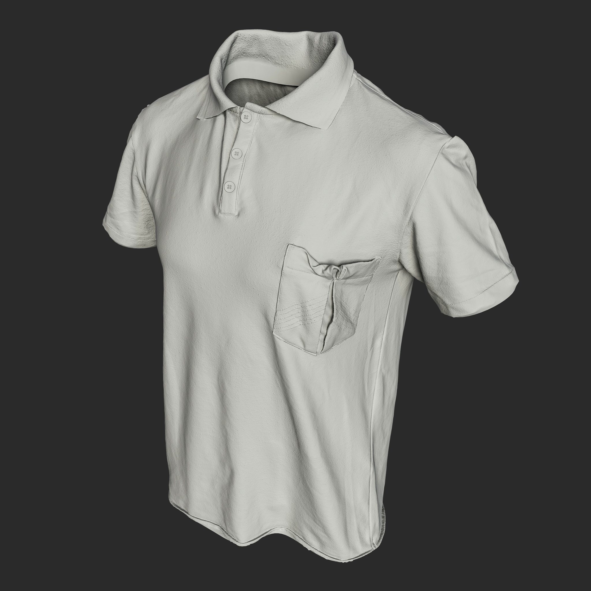 3D Model Mens Polo Shirt clay