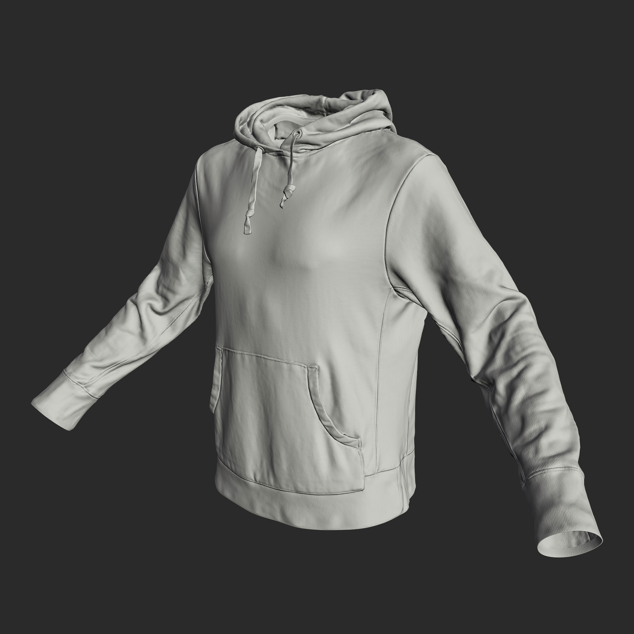 3D Hoodie Mens White clay