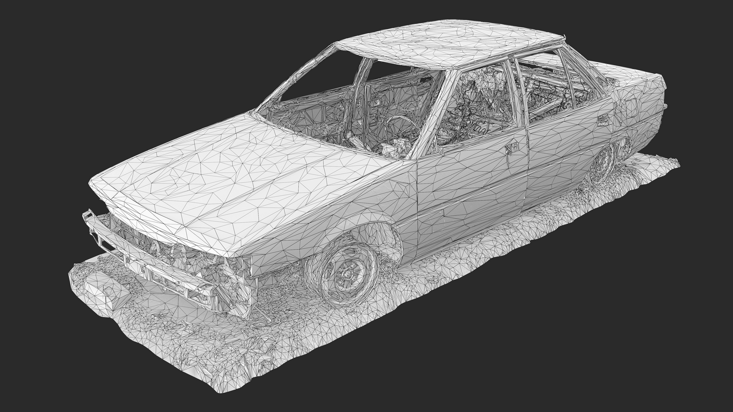 3D Burned-Out Mitsubishi Galant Sedan