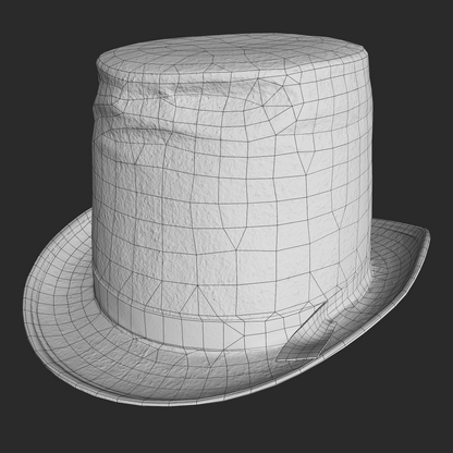 3D Steampunk Top Hat Model - Black Cylinder