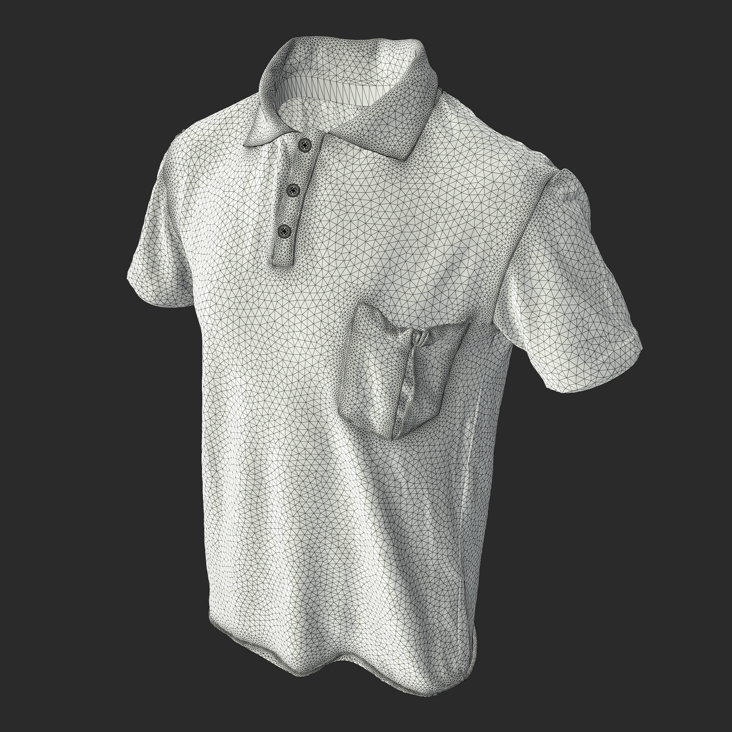 3D Model Mens Polo Shirt wireframe