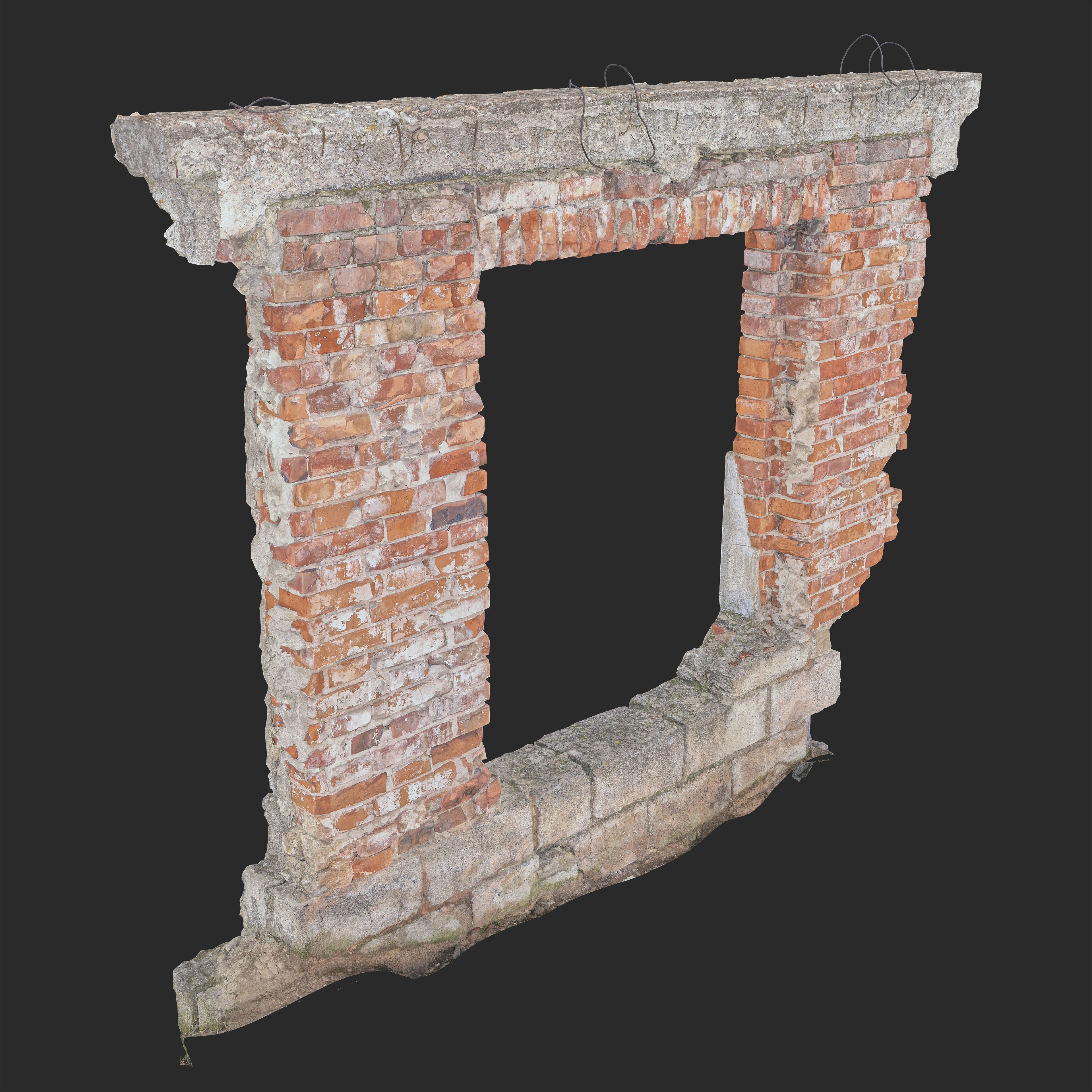 3D Ruined Brick Window Frame
