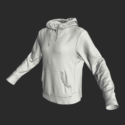 3D Hoodie Mens White wireframe