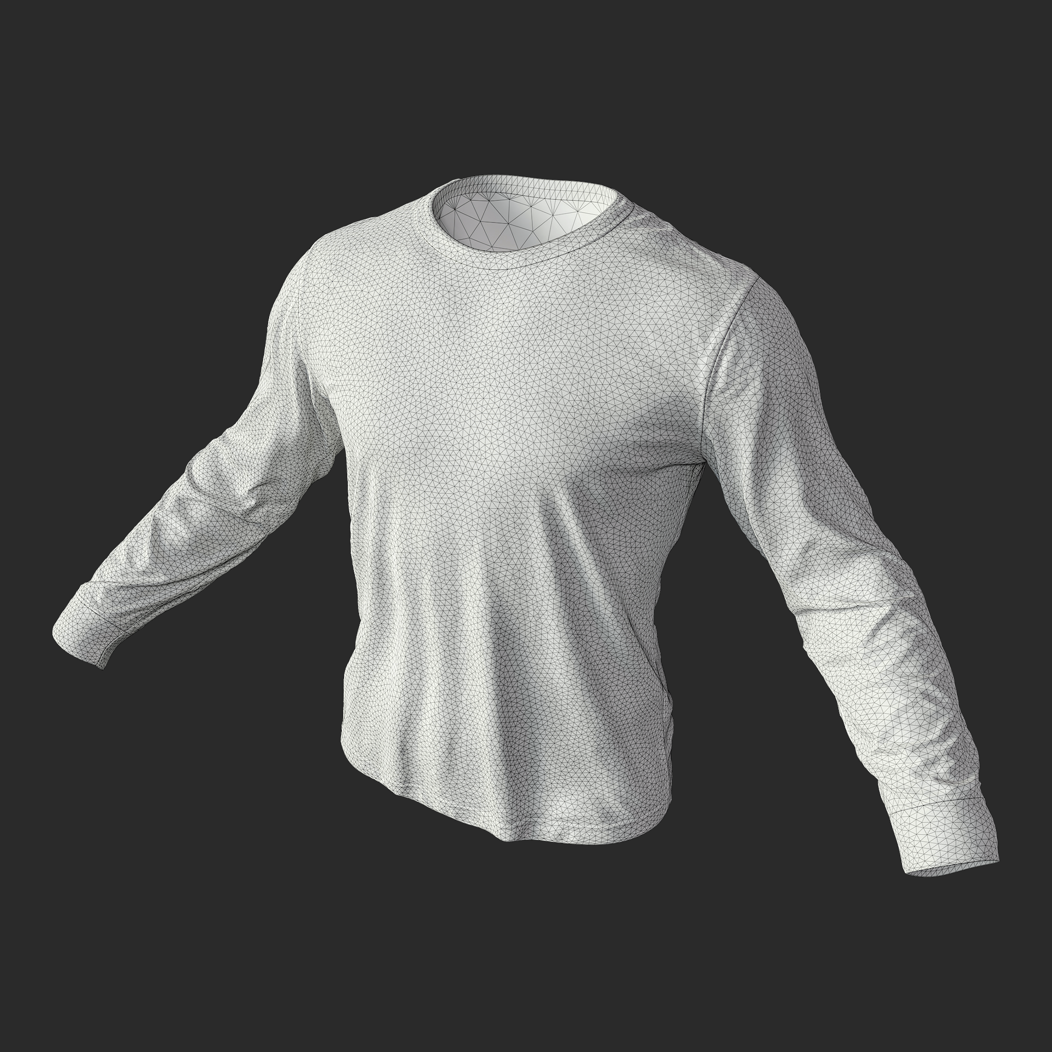 ﻿3D Model Mens Green Long Sleeve T-Shirt wireframe