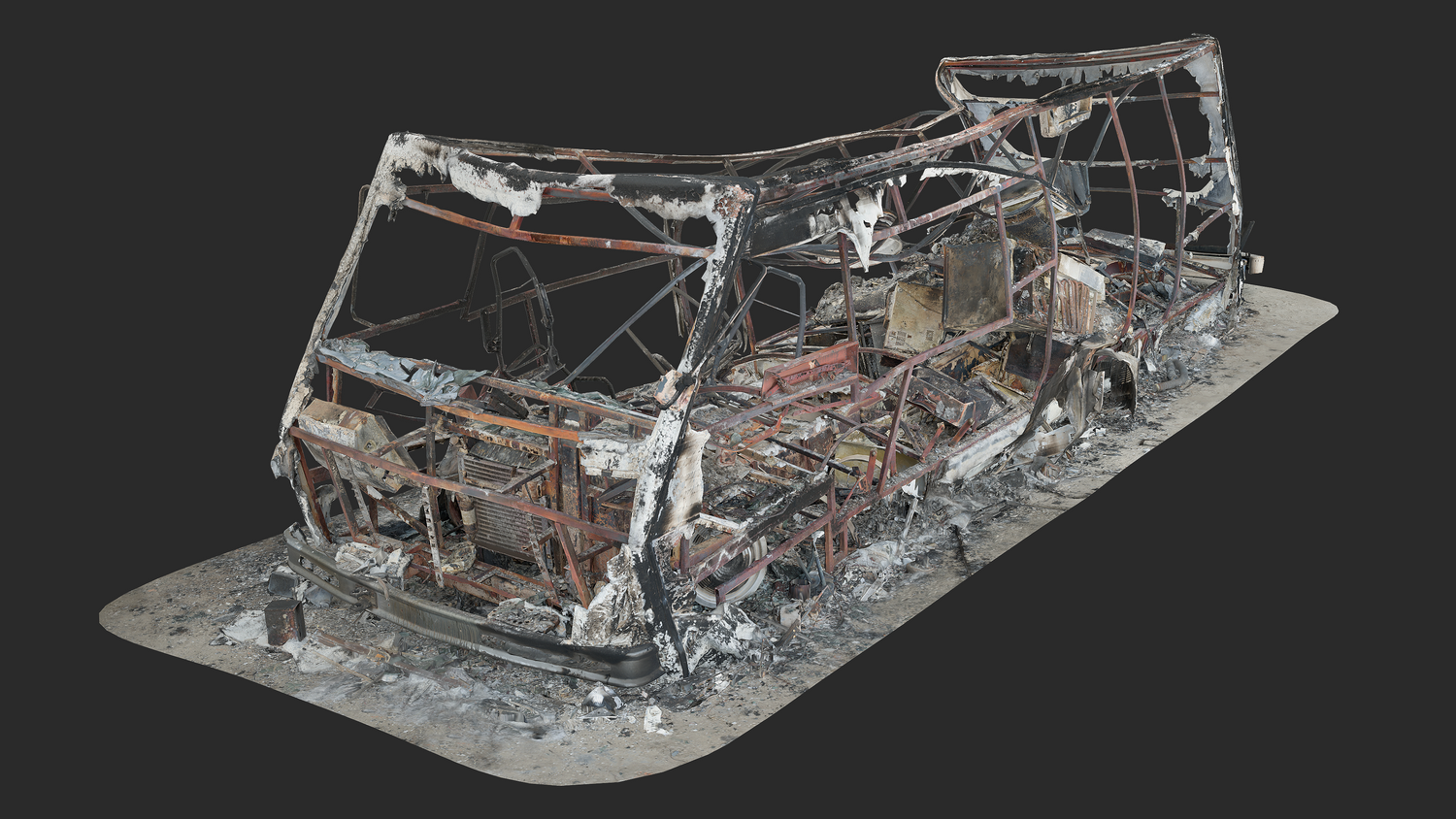 3D Burned-Out Caravan Van