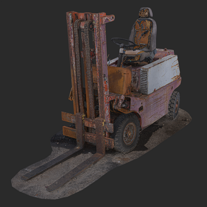 3D Burned-Out 1980s Forklift