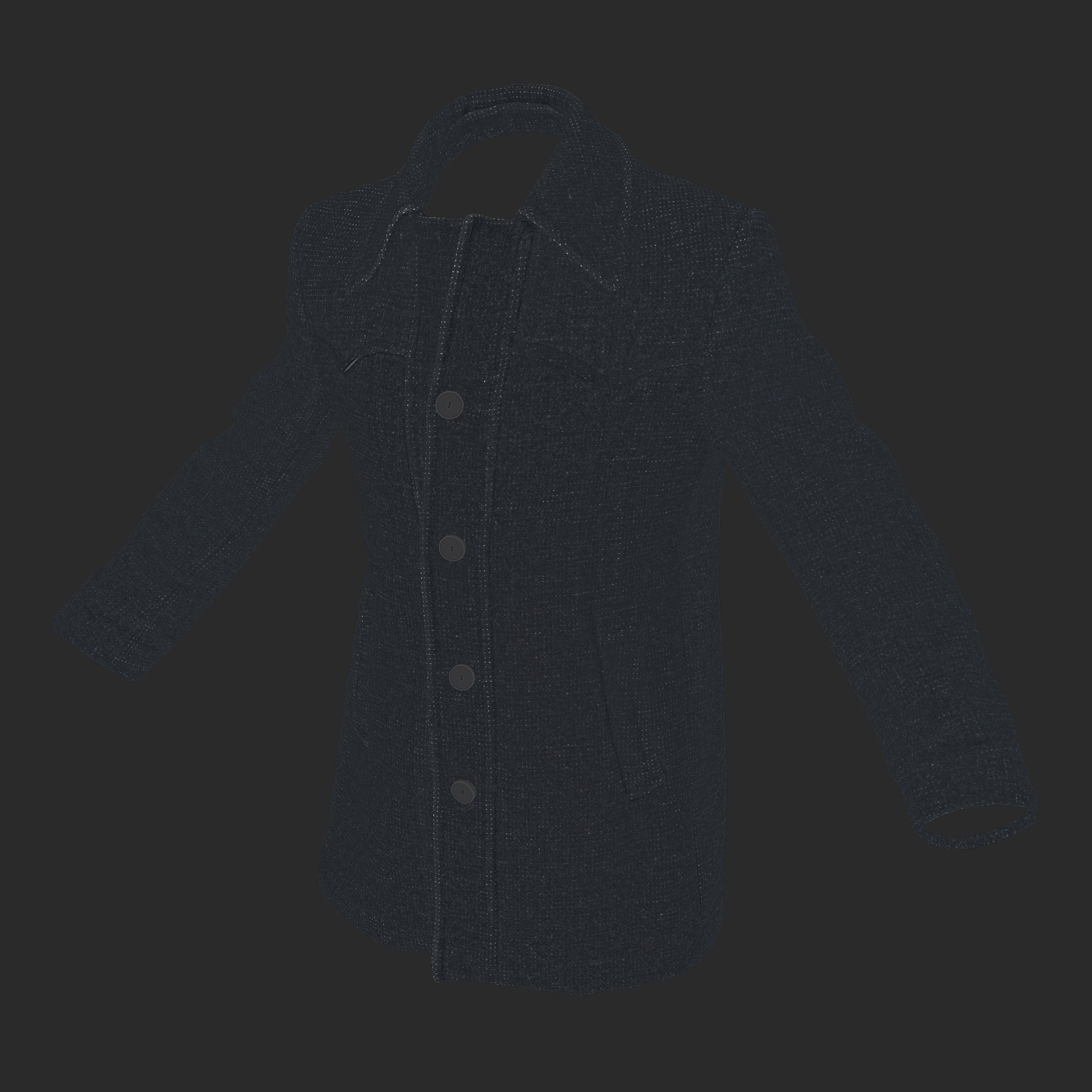 3D Clothing: Black Warm Wool Fit Coat albedo