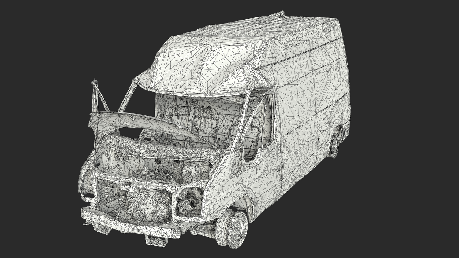 3D Burned Ford Transit Van
