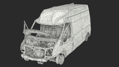 3D Burned Ford Transit Van