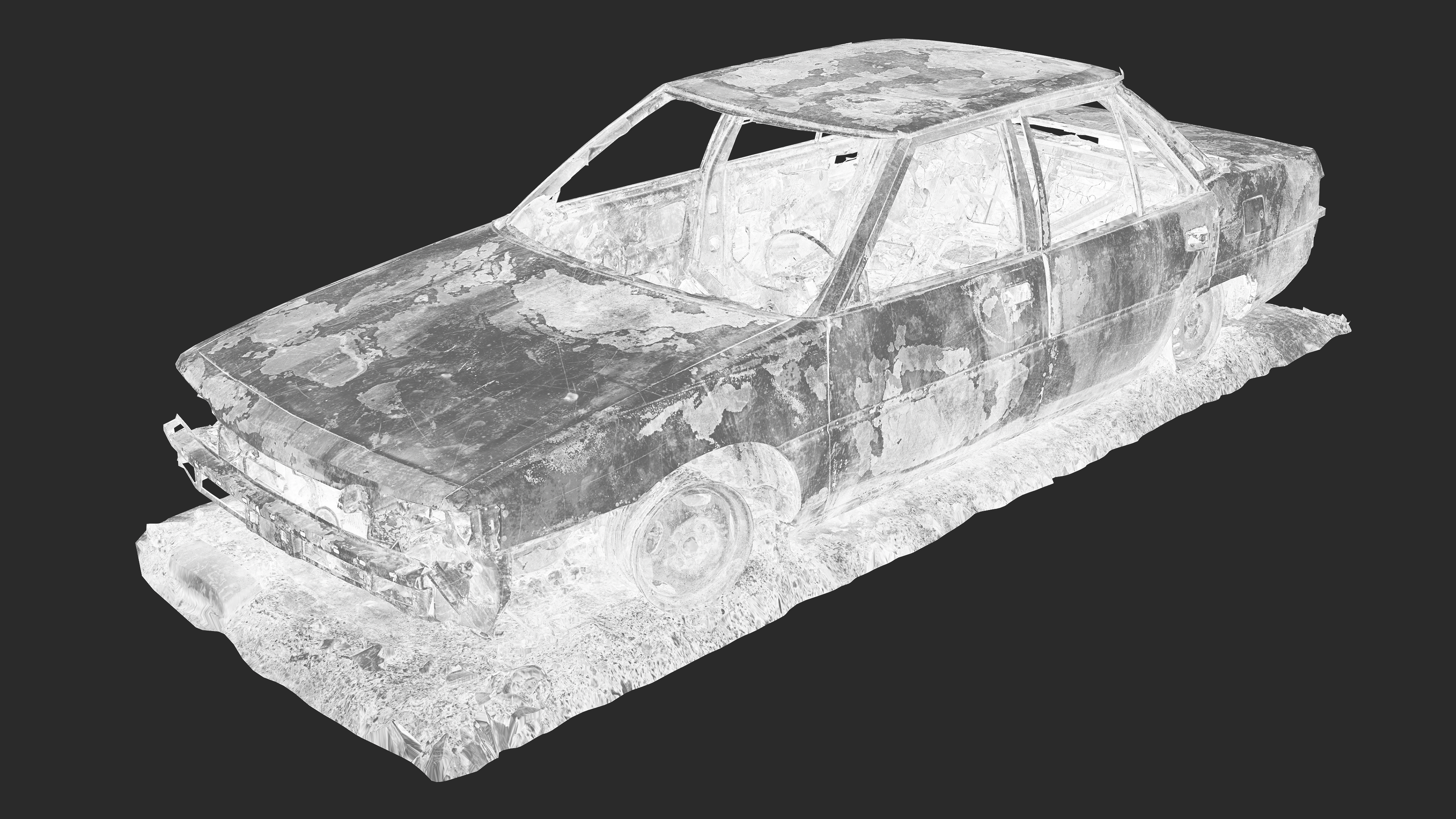 3D Burned-Out Mitsubishi Galant Sedan