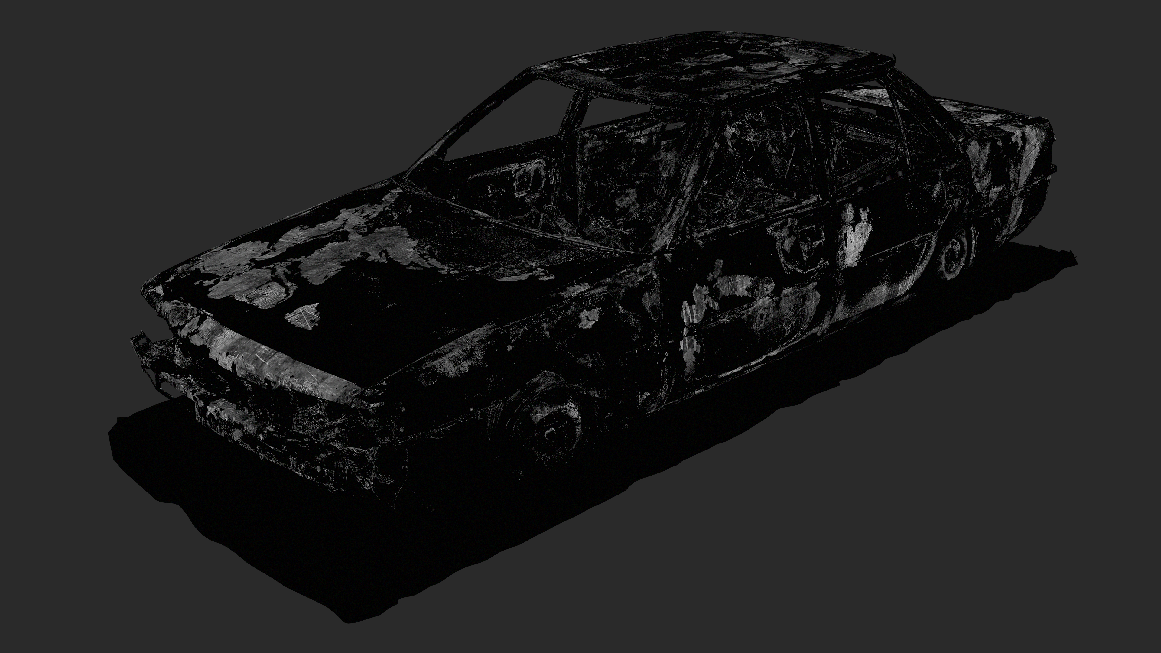 3D Burned-Out Mitsubishi Galant Sedan