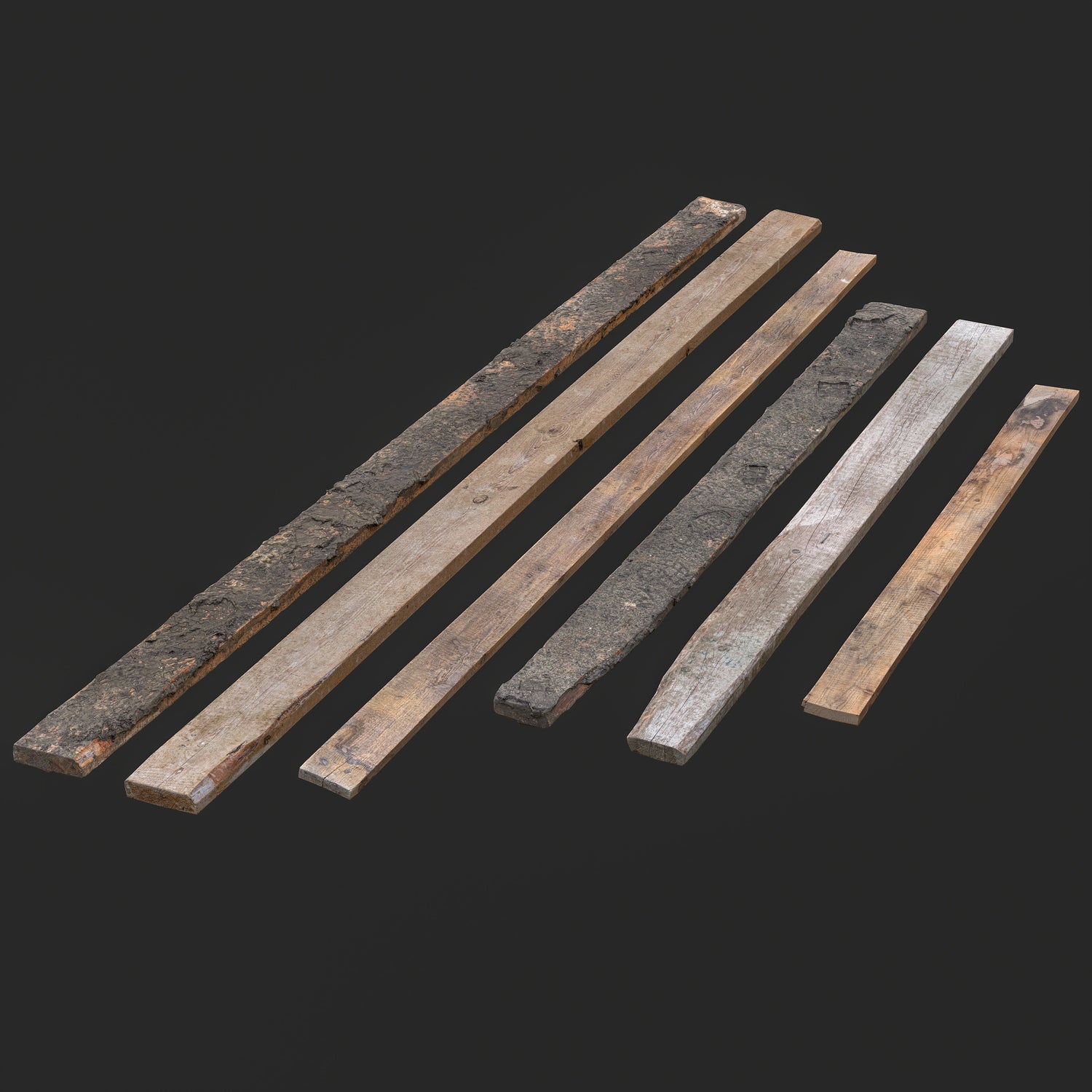 3D Model of Weathered Wooden Planks - Game Ready Asset FBX