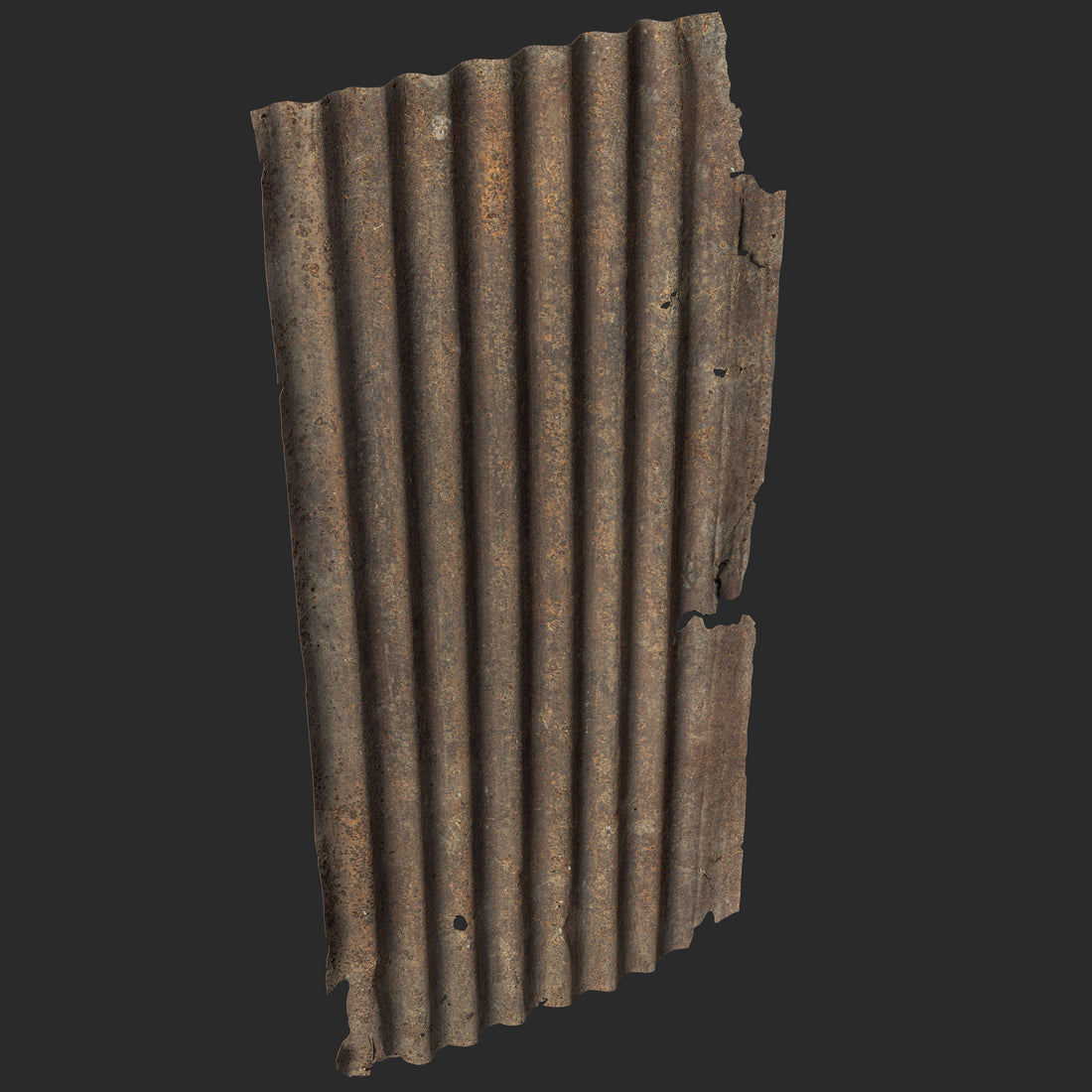 Weathered Corrugated Metal Sheet 3D model. Real-world scanned asset, optimized for game development, VFX, VR/AR, and virtual production