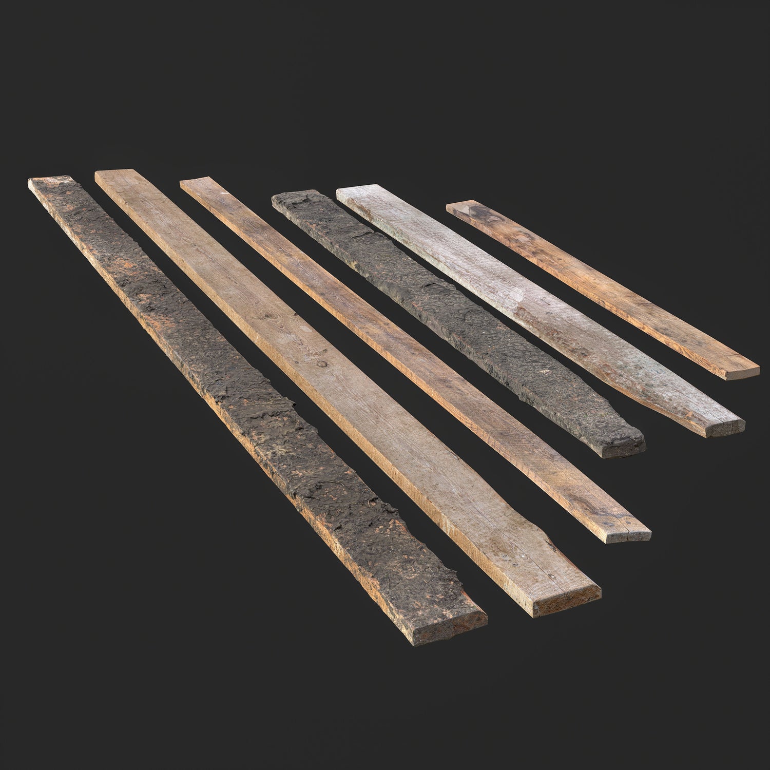 3D Weathered Wooden Planks Set