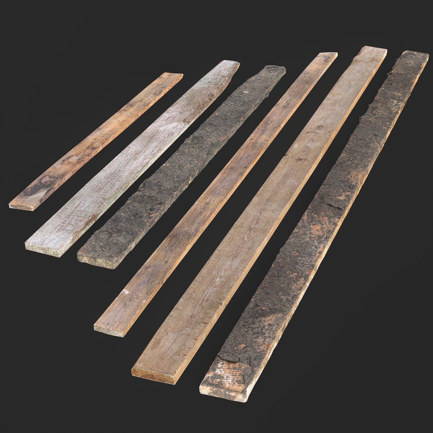 3D Weathered Wooden Planks Set