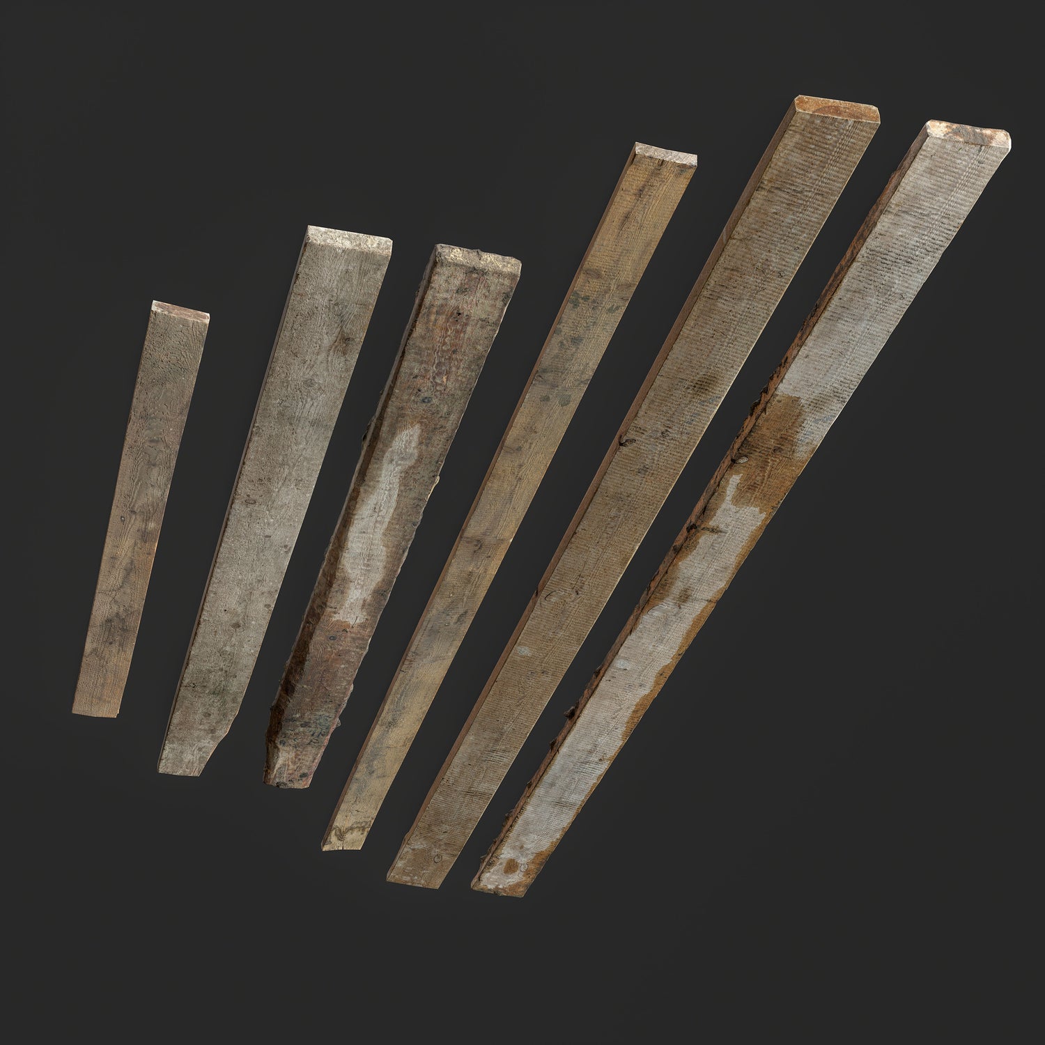 3D Weathered Wooden Planks Set